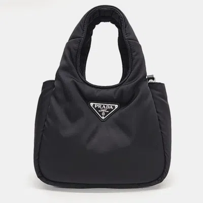 Pre-owned Prada Linylon Padding Tote & Shoulder Bag In Black