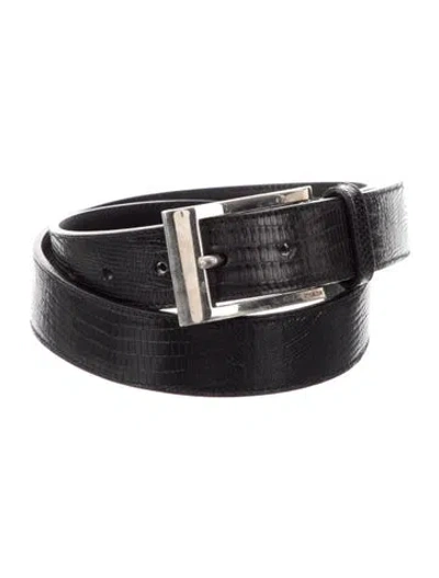 Pre-owned Prada Lizard Waist Belt In Black