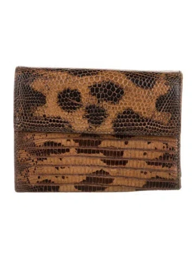 Pre-owned Prada Lizard Wristlet In Brown