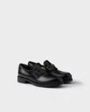 Prada Brushed Leather Loafers In Black