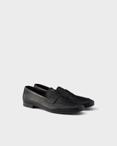 Prada Leather Loafers In Black