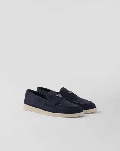 Prada Loafer Aus Wildleder In Black