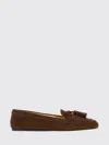 Prada Suede Moccasin Cacao With Embroidery And Tassels In Brown