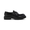Prada Polished Black Leather Loafers With Chunky Rubber Sole