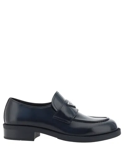 Prada Chocolate Moccasin In Black Patent Leather Men