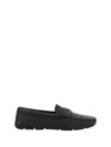 Prada Leather Loafers With Round Toe And Rubber Sole In Black