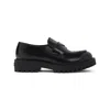 Prada Polished Black Leather Loafers With Chunky Rubber Sole