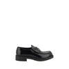 Prada Chocolate Moccasin In Black Patent Leather Men In Black