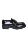 Prada Chocolate Moccasin In Black Patent Leather Men In Black