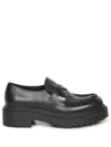 Prada Polished Black Leather Loafers With Chunky Rubber Sole In Black