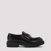 Prada Polished Black Leather Loafers With Chunky Rubber Sole In Black