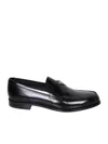 Prada Triangle-logo Leather Loafers In Black