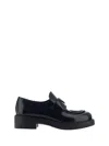 Prada Chocolate Patent Leather Loafers In Black