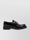 Prada Loafers Brushed Leather Elastic Gusset In Black