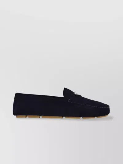 Prada Loafers Calfskin Suede Design In Black