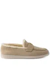 Prada Saint Tropez Shearling Loafers In Nude