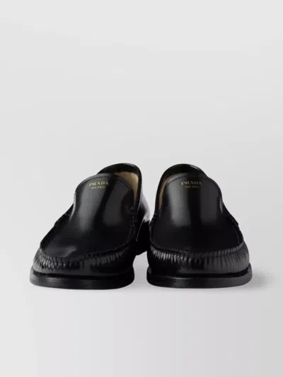 Prada Loafers Leather Upper Round Toe In Brown