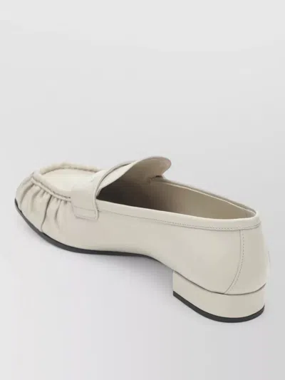 Prada Loafers Low Block Heel Ruched Detailing In Neutral