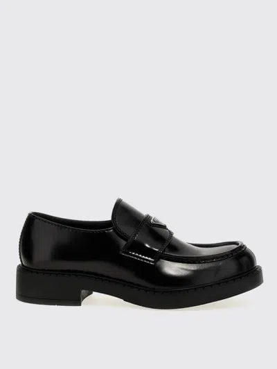Prada Chocolate Moccasin In Black Patent Leather Men