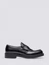 Prada Triangle Logo Brushed Leather Loafers In Black
