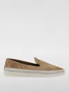Prada Brown Suede Slip-on Flat Shoes With Textured Sole In Brown
