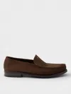 Prada Suede Loafers With Round Toe And Stitching In Brown