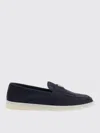 Prada Navy Blue Logo Loafers In Blue