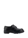 Prada Lace-up Block Heel Round Toe Shoes In Nero