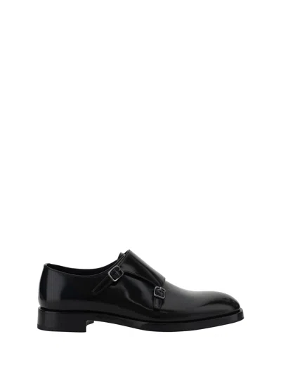 Prada Double-buckle Loafers In Black