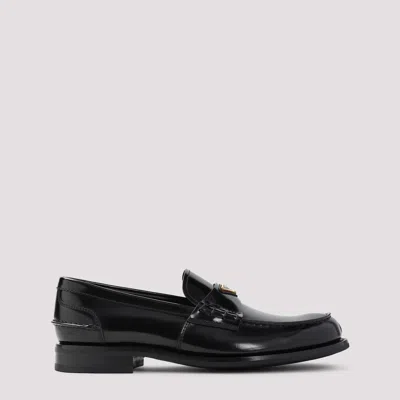 Prada Chocolate Moccasin In Black Patent Leather Men