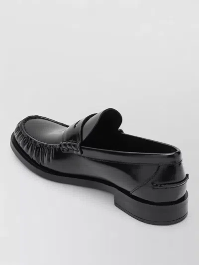 Prada Loafers Penny Strap Round Toe Shiny In Black