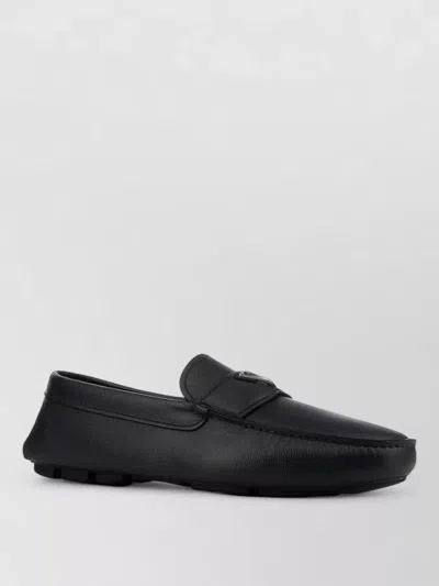 Prada Loafers Round Toe Rubber Sole Design In Animal Print