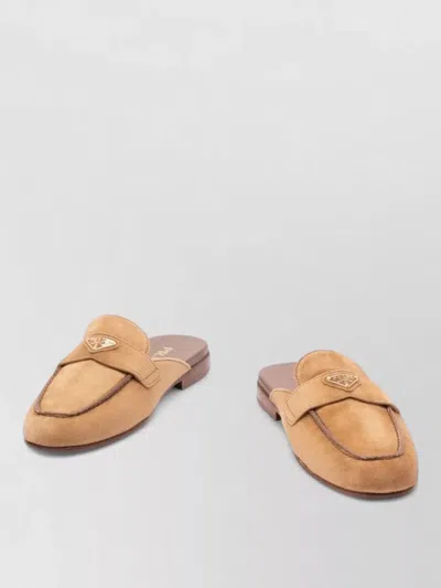 Prada Loafers Round Toe Silk Nylon Suede In Multi