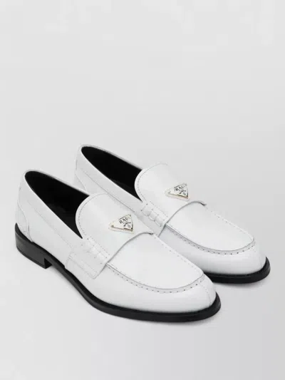 Prada Loafers Round Toe Stitched Detailing Design