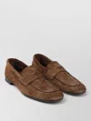 Prada Loafers Suede Finish Round Toe Design In Brown