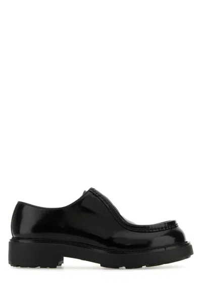 Prada Black Leather Diapason Lace-up Shoes In Black  