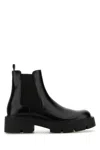 Prada Men's Monolith Brushed Leather Chelsea Boots In Black