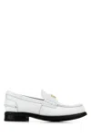Prada Brushed Leather Loafers In White