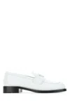 Prada Calf Leather White Loafers With Logo Embellishment In White
