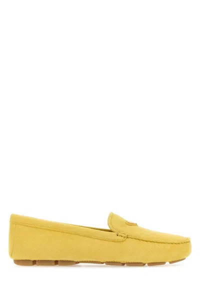 Prada Woman Yellow Suede Loafers
