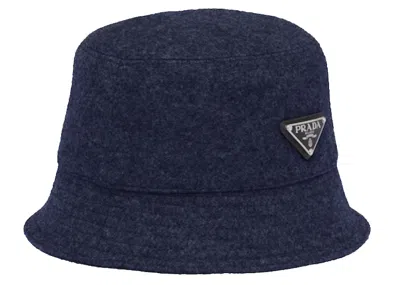 Pre-owned Prada Loden Bucket Hat In Navy Blue