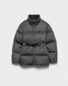 Prada Womens Grey Loden Belted Shell-down Puffer Jacket In Gray