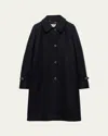 Prada Loden Leather-button Single-breasted Wool Coat In Black