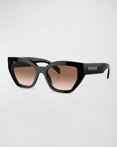 Prada Logo Acetate Butterfly Sunglasses In Black