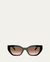 Prada Logo Acetate Butterfly Sunglasses In Black