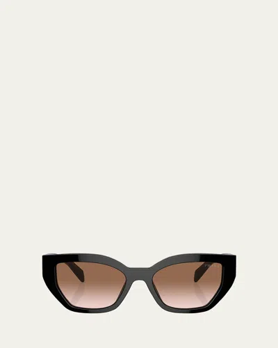 Prada Logo Acetate Butterfly Sunglasses In Black