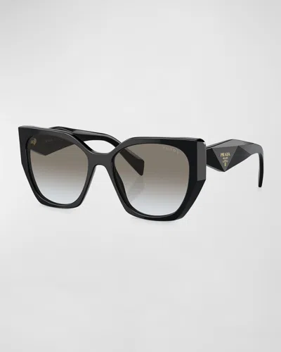 Prada Logo Acetate Cat-eye Sunglasses In Black