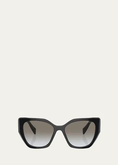 Prada Logo Acetate Cat-eye Sunglasses In Black