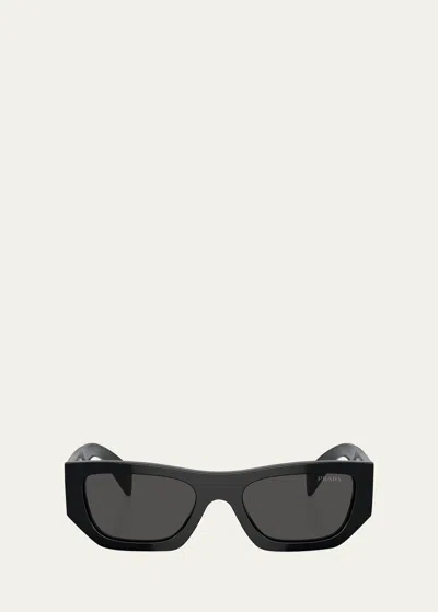 Prada Logo Acetate Cat-eye Sunglasses In Black