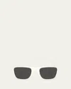 Prada Womens White Pr A06s Rectangle-frame Acetate Sunglasses In Bone